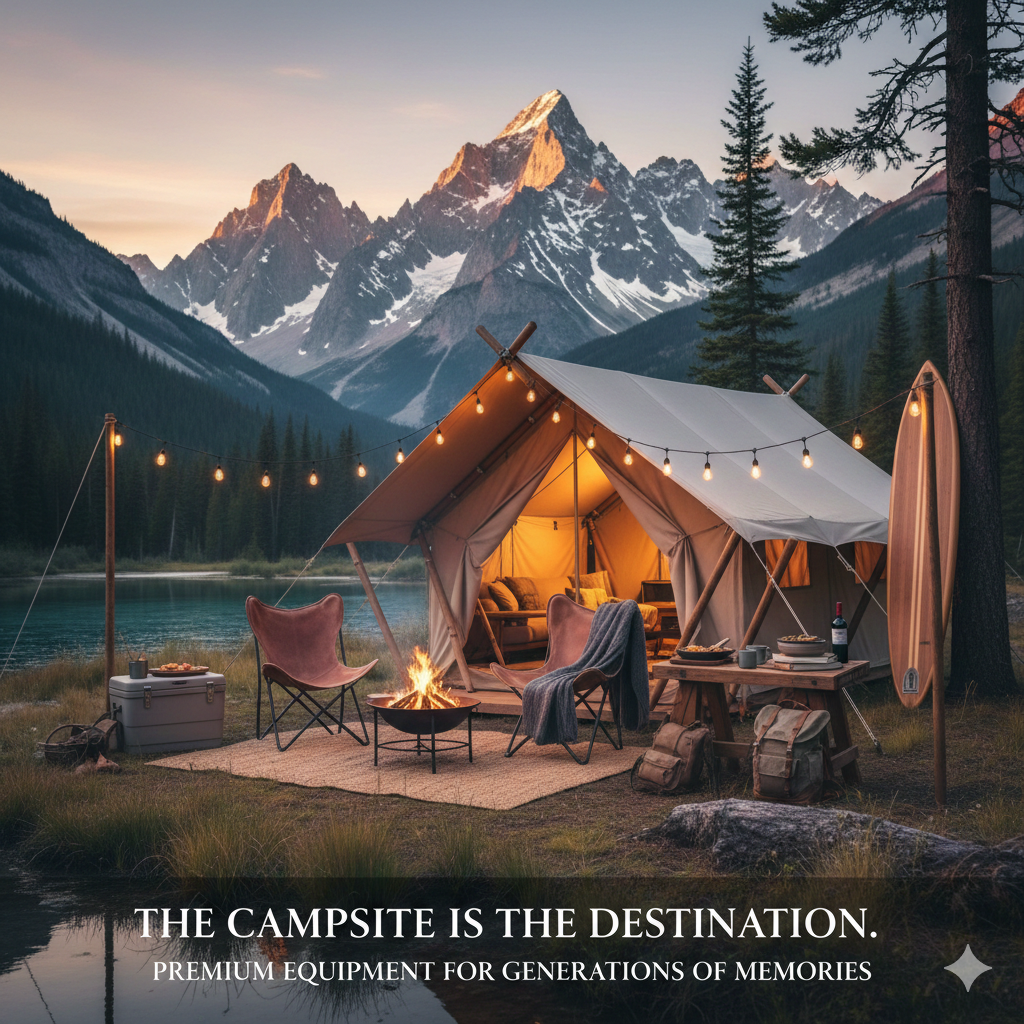 Friends gathered around campfire at dusk